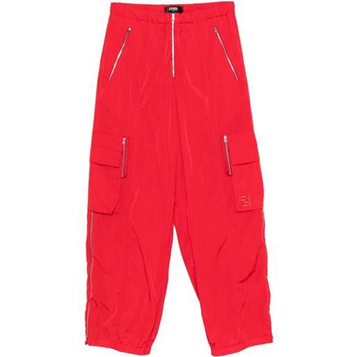 FENDI pantaloni con zip - rosso