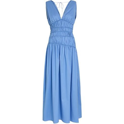 Faithfull the Brand abito lungo saja con scollo a v - blu
