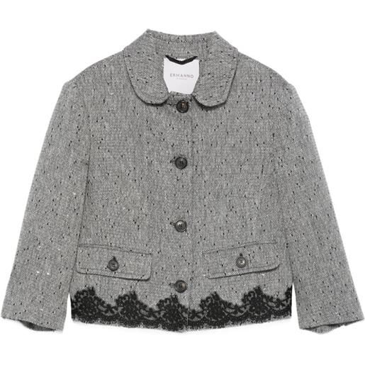 ERMANNO FIRENZE giacca con bordo in pizzo - grigio