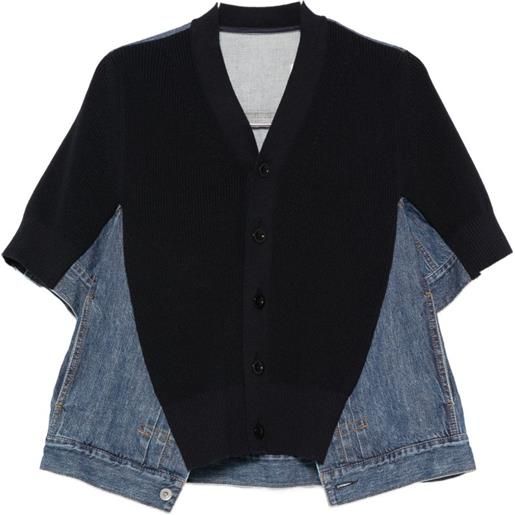 sacai cardigan con inserti - blu