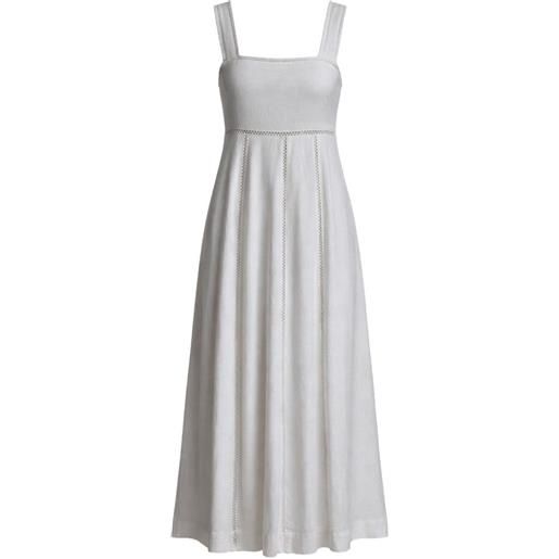 DKNY tie-back sleeveless midi linen dress - bianco
