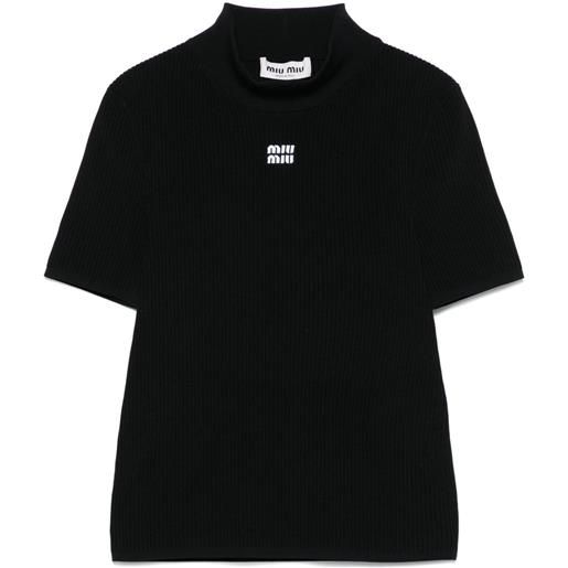 Miu Miu t-shirt a coste - nero