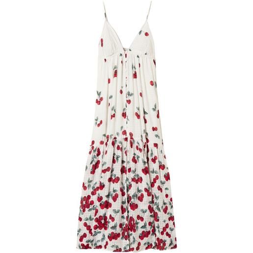 TWINSET abito in pizzo con stampa cherry - bianco