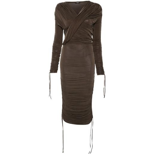 Balmain abito midi drappeggiato - marrone