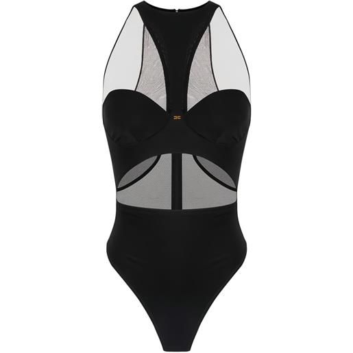 Elisabetta Franchi body in tulle con cut-out - nero