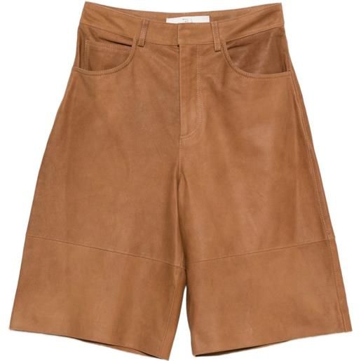 Tela shorts con tasche - marrone