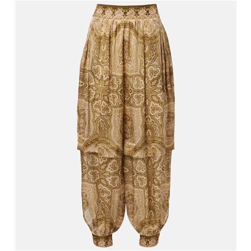 Zimmermann pantaloni a gamba larga luna in raso di seta