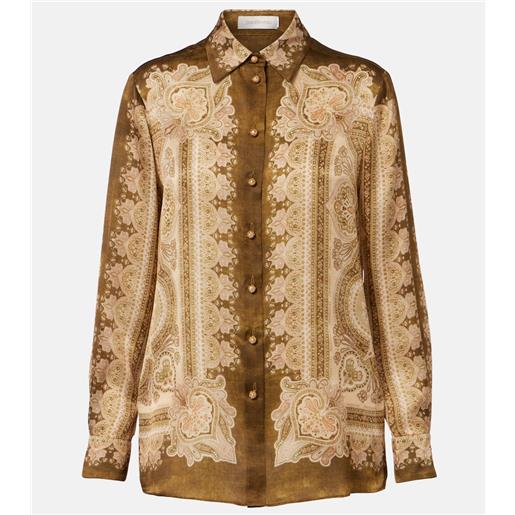 Zimmermann camicia luna in raso di seta con stampa