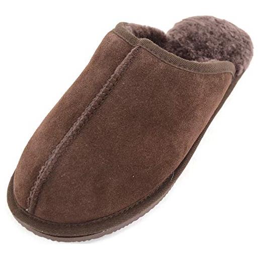 SNUGRUGS Newbury Pantofole Uomo In Pelle Di Pecora – Aperte, Colore Castano, Taglia 42 2/3 EU