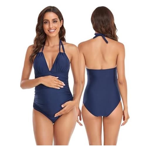 Generico costume gravidanza costume da bagno premaman piscina vestito elegante donna costumi interi per intero senza spalline salopette vestiti estivi nero gonna abito allattamento comodo mutande guaina xxl