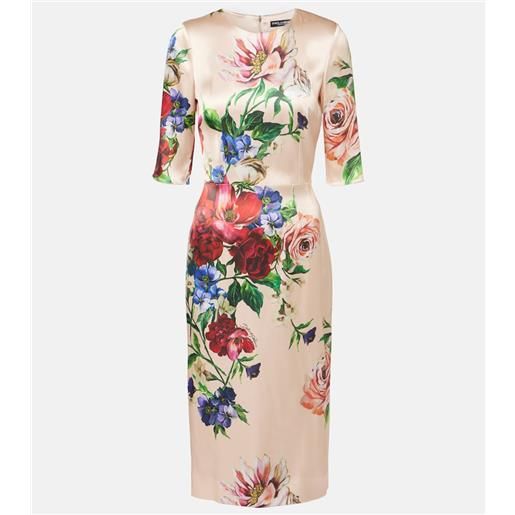 Dolce&Gabbana abito midi in raso con stampa floreale