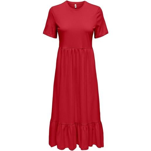 Only vestito life peplum lungo flame scarlet da donna