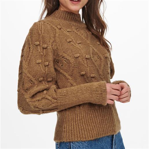 Only onlpoppy pullover collo alto marrone-lion