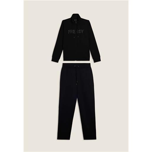 Freddy tuta con collo alto e logo perlato nera da donna