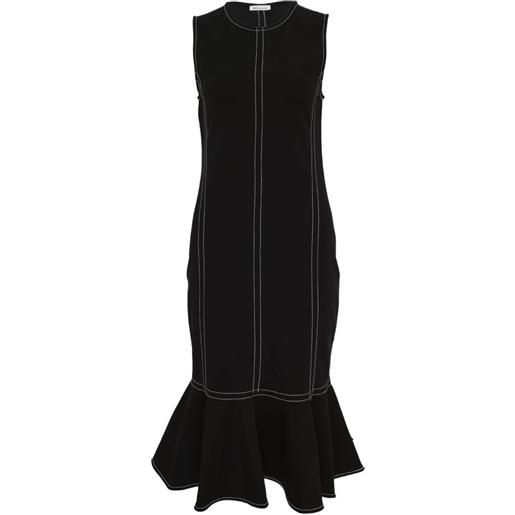 AMI Paris abito midi con peplum - nero