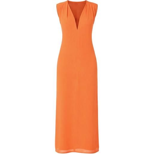 Moschino abito midi smanicato con scollo a v - arancione
