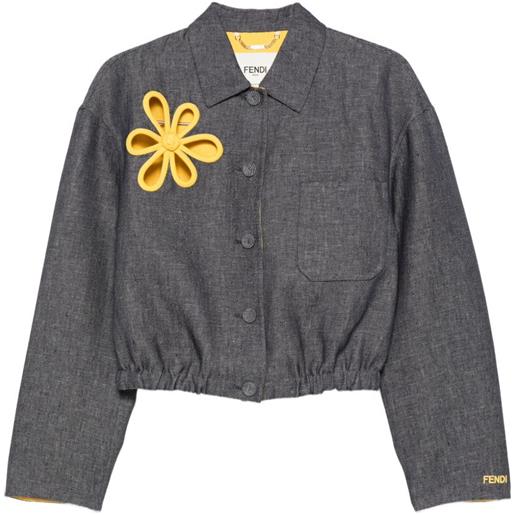 FENDI giacca crop con applicazione - blu