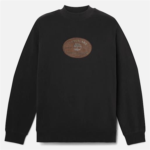 Timberland - felpa con targhetta in pelle da uomo in colore nero, uomo, nero, taglia: xl