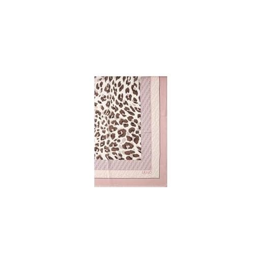 Liu Jo sciarpa donna animalier con logo, rosa, 90x180 cm, 100% modal, stile casual