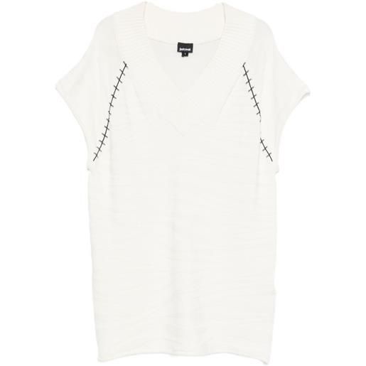 Just Cavalli abito corto con scollo a v - bianco