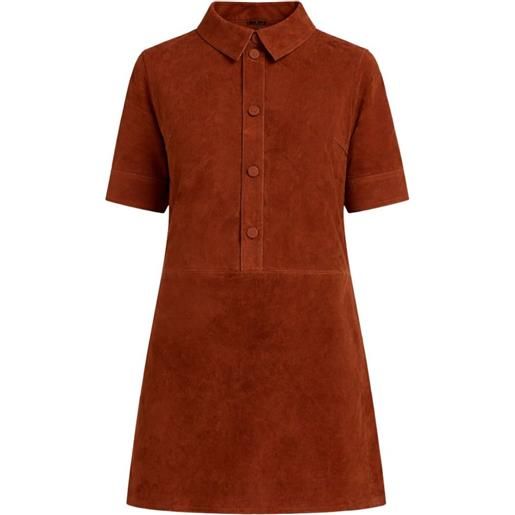 Yves Salomon abito corto in pelle di agnello - marrone