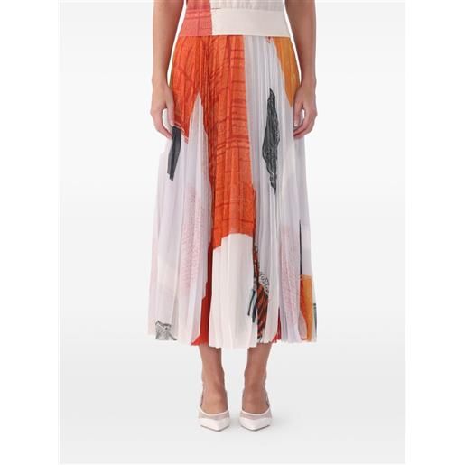 Jason Wu Collection x robert rauschenberg pleated artwork midi skirt - bianco