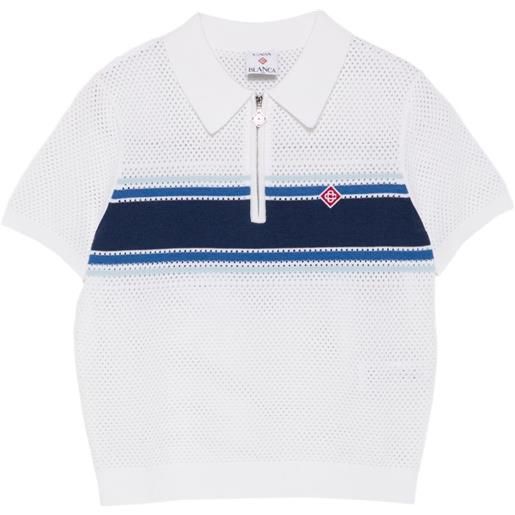 Casablanca polo a righe con zip - bianco