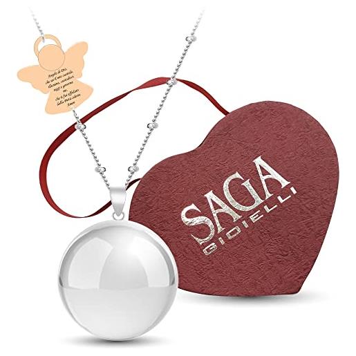 SAGA GIOIELLI – Collana Chiama Angeli Per Gravidanza Con Ciondolo Saliscendi – Cristalli E Angelo – Made In Italy