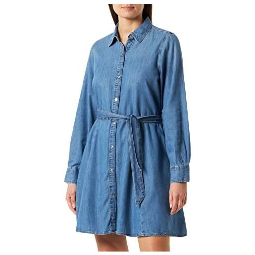 Tommy Hilfiger abito in jeans donna maniche lunghe, blu (lyra), 32