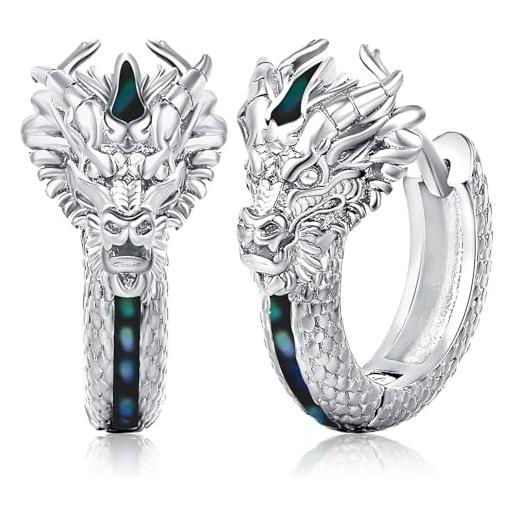Orecchini a forma di drago in argento sterling ossidato: Legends Silver