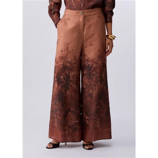 Liu jo pantaloni in twill stampato, marrone