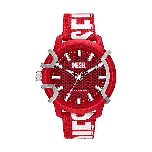 Diesel Orologio Baby Chief Uomo, 43mm, Movimento Solare Al Quarzo, Quadrante Rosso, Cinturino In RPET, Resistente 50m - 2