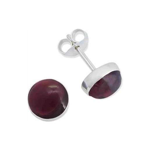 SILVEGO Orecchini Donna Argento 925 – Con Vero Granato Rosso 6mm – Rodiati – JJJ1033GR