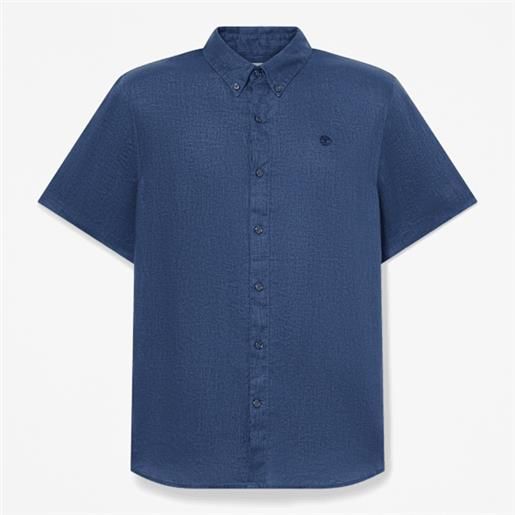 Timberland - camicia a maniche corte in lino mill brook da uomo in blu scuro, uomo, blu, taglia: l