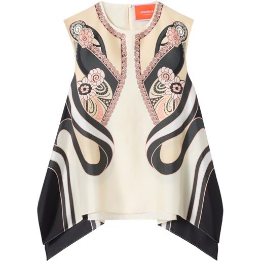 La DoubleJ blusa a fiori con spalle scoperte - toni neutri