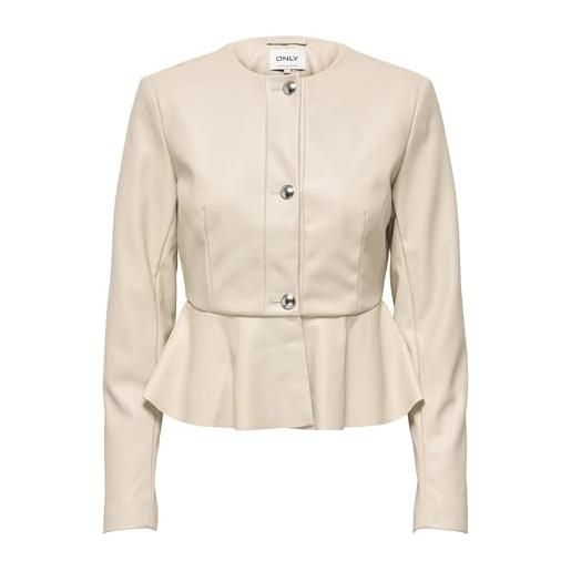 ONLY faux leather jacket onlverona-giacca in finta pelle peplum otw, peyote, x_l donna