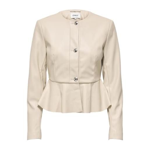ONLY faux leather jacket onlverona-giacca in finta pelle peplum otw, peyote, m donna