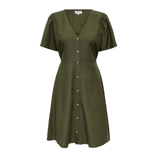 ONLY onlvita life linen s/s short dress wvn regular fit abito con cutline in vita e maniche volumetriche, kalamata, s