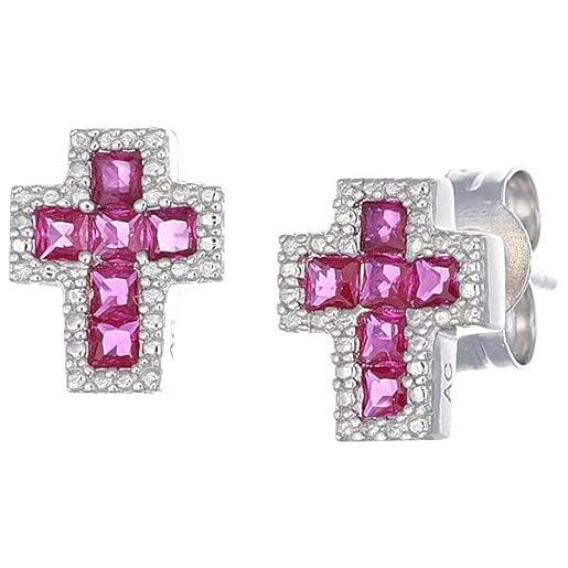 Orecchini Princess AMEN In Argento 925 Rodiati Con Zirconi - 9x4 Mm, Eleganti, Regalo Donna