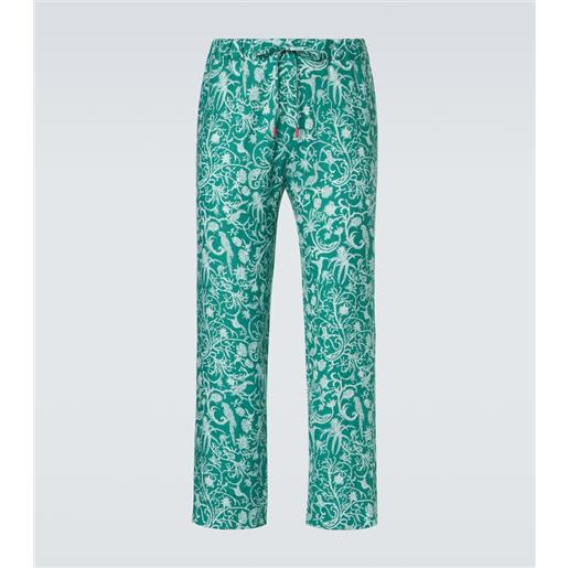 Kiton pantaloni in lino con stampa