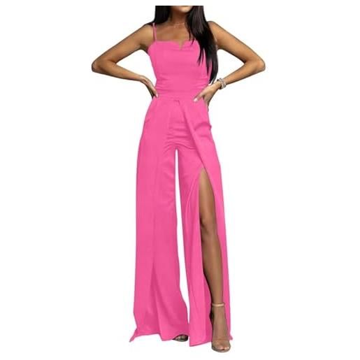 Tuta larga da donna, senza maniche, casual, oversize, casual, estiva, primavera, estate, autunno, tuta con gamba larga e tasche, pantaloni da lavoro, Nero , L