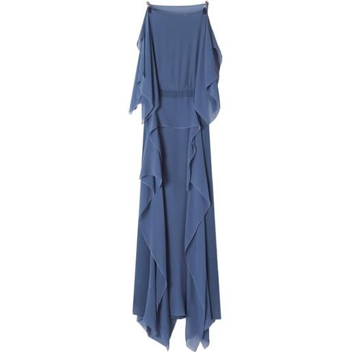 Lanvin abito lungo con ruches - blu
