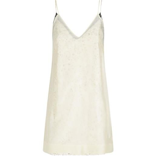 Tela floral-prin v-neck mini dress - toni neutri