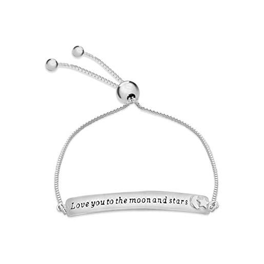 ALOV Jewelry, Charm in Argento Sterling con Doppio Pendente e Scritta I Love You To The Moon And Back, Idea Regalo per San Valentino