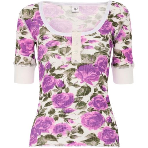 Chloé t-shirt a fiori - bianco