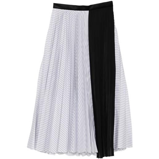 sacai minigonna plissettata a righe - bianco
