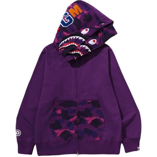 A BATHING APE® felpa color camo shark con zip e cappuccio - viola