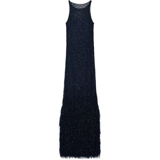 Giorgio Armani sequined fringed maxi dress - blu