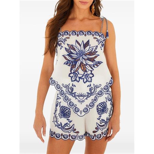 FARM Rio garden tiles richelieu blouse - bianco