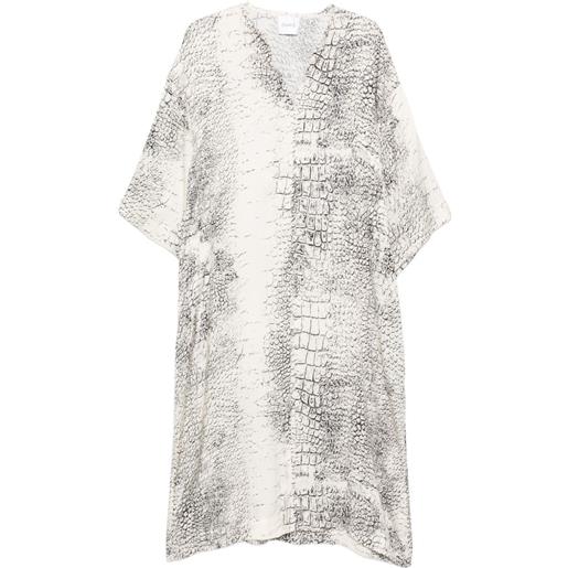 Nude v-neck printed dress - toni neutri